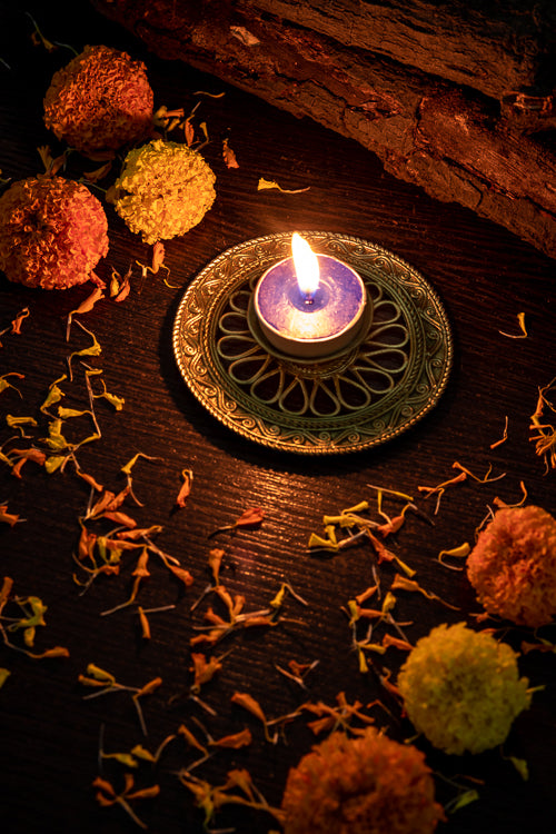Small Floral Candle Stand