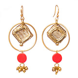 Red and Glod Tone earrings DEr81