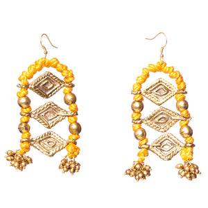 Mustard Thread Long Earrings DEr77b