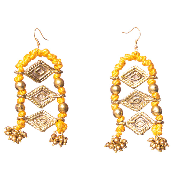 Mustard Thread Long Earrings DEr77b