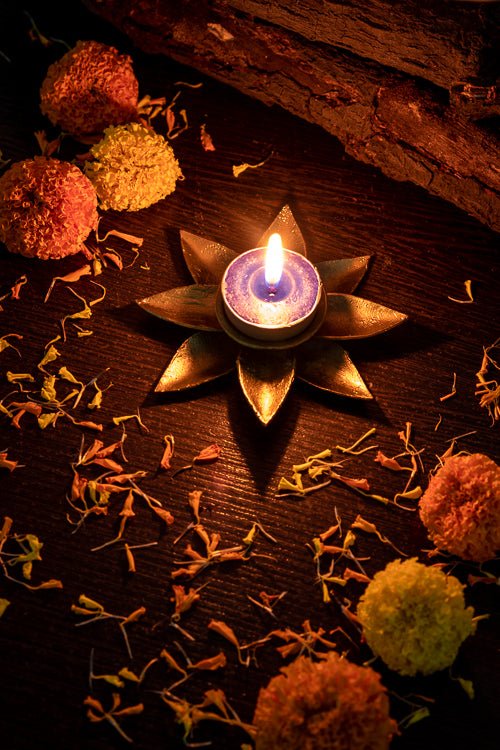 Dhokra Lotus Candle Stand