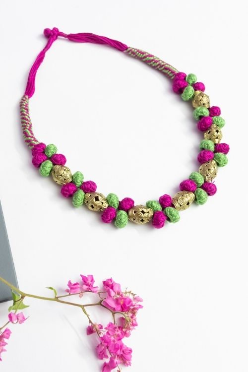 Brass Thread Choker Necklace D61j