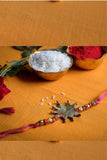Miharu Handmade Dokra Pink- Orange Thread Rakhi Reusable Choker* Lotus (RH013)