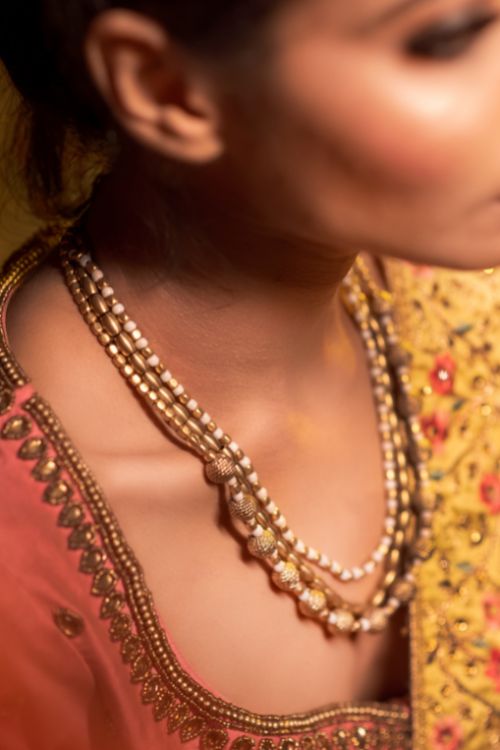 Miharu White Gold Tone Dokra Layered Necklace