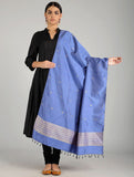 Light Blue Pure Silk Hand woven Dupatta MIH038