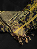 Black-Yellow Pure Silk Hand woven Dupatta (MIH039)