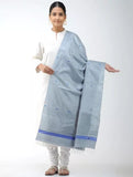 Ash White Pure Silk Hand woven Dupatta (MIH043)