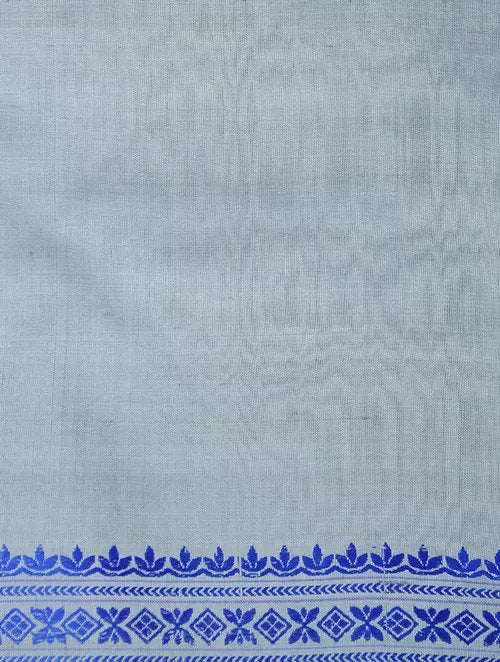 Ash White Pure Silk Hand woven Dupatta (MIH043)