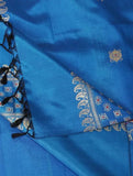 Royal Blue Pure Silk Hand woven Dupatta MIH045