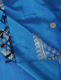 Royal Blue Pure Silk Hand woven Dupatta MIH045