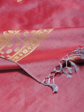 Light Maroon Pure Silk Hand woven Dupatta MIH050