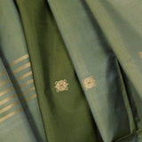 Olive Green Pure Silk  Hand Loom Dupatta MIH28