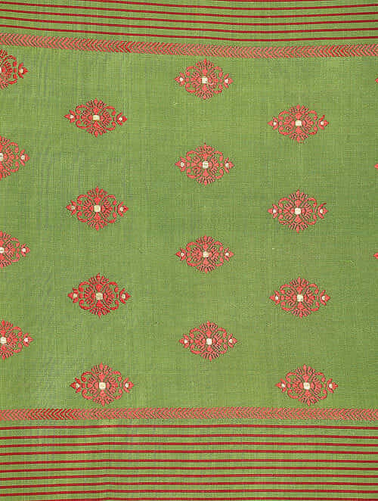Green Pure Silk Hand Loom Dupatta MIH06