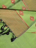 Green Pure Silk Hand Loom Dupatta MIH06
