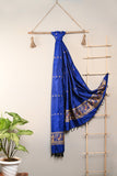 Royal Blue Pure Silk Hand woven Dupatta (MIH091)