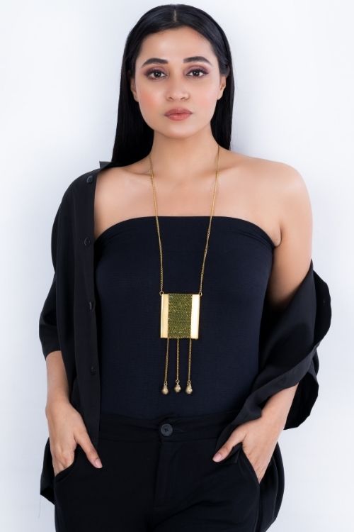 Miharu Green Chatai Gold Tone Necklace