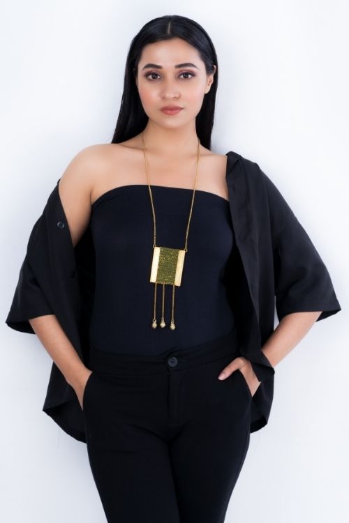 Miharu Green Chatai Gold Tone Necklace
