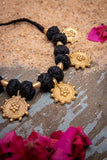 Black Gold Tone Choker Necklace CD1928a