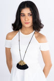 Black Gold Tone Bell Necklace with Tassels
