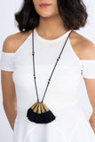 Black Gold Tone Bell Necklace with Tassels