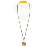 Green Long Circular Gold Pendant