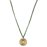 Green Long Circular Gold Pendant