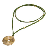 Green Long Circular Gold Pendant