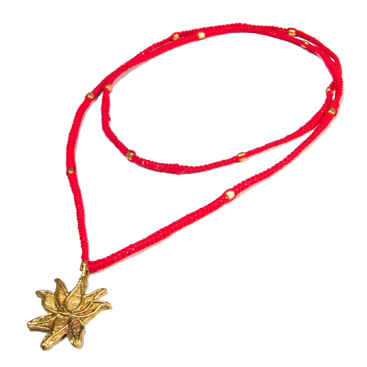 Red Gold Tone Lotus Pendant