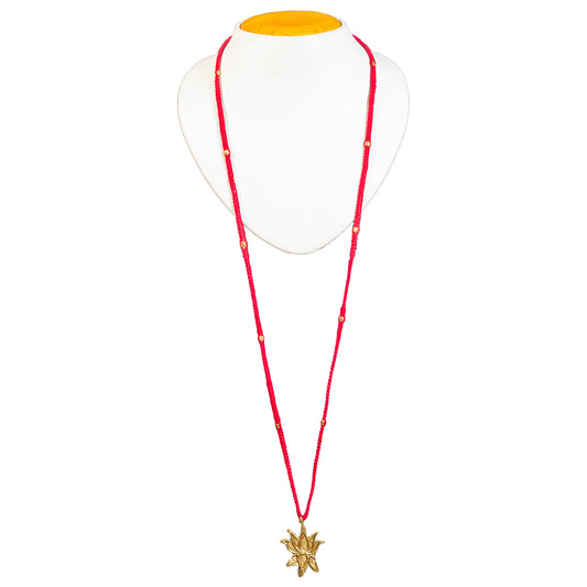 Red Gold Tone Lotus Pendant