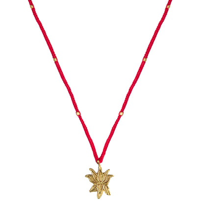 Red Gold Tone Lotus Pendant