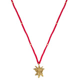 Red Gold Tone Lotus Pendant