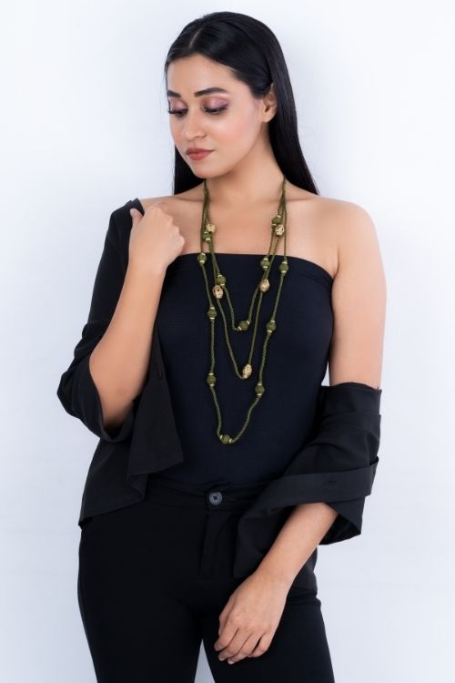 Green Gold Tone Necklace
