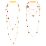 Gold Tone Necklace with Corals CD1943b