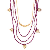 Maroon Gold Tone Multiple necklace Combo