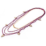 Maroon Gold Tone Multiple necklace Combo
