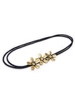 Black Multi layer Brass Floral Thread Bead Necklace