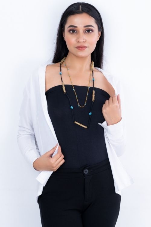 Miharu Dokra Pipe Double Layered Necklace