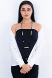 Gold Tone Pipe Necklace