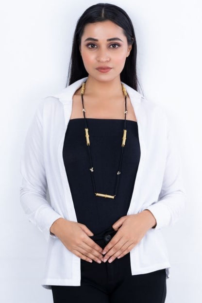 Gold Tone Pipe Necklace