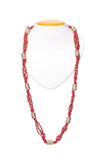 Light Red and Gold Thread Brass Necklace- Long CD1948b