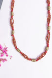 Light Red and Gold Thread Brass Necklace- Long CD1948b