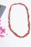 Light Red and Gold Thread Brass Necklace- Long CD1948b