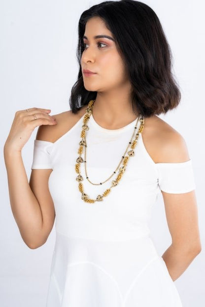 Dokra Golden Brass Bead Layer Necklace CD1950a
