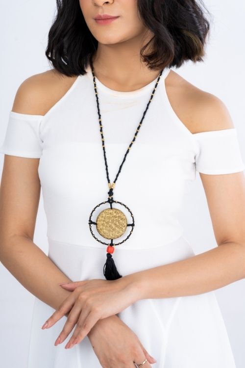 Miharu Long beaded Tassel Necklace