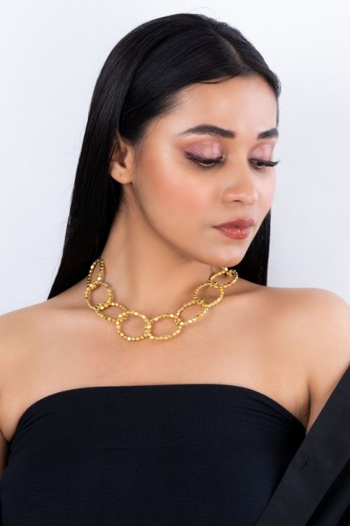 Miharu Beaded Oval Collar Necklace