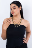 Miharu Floral Dokra Charms Multi Layered Necklace (Black)