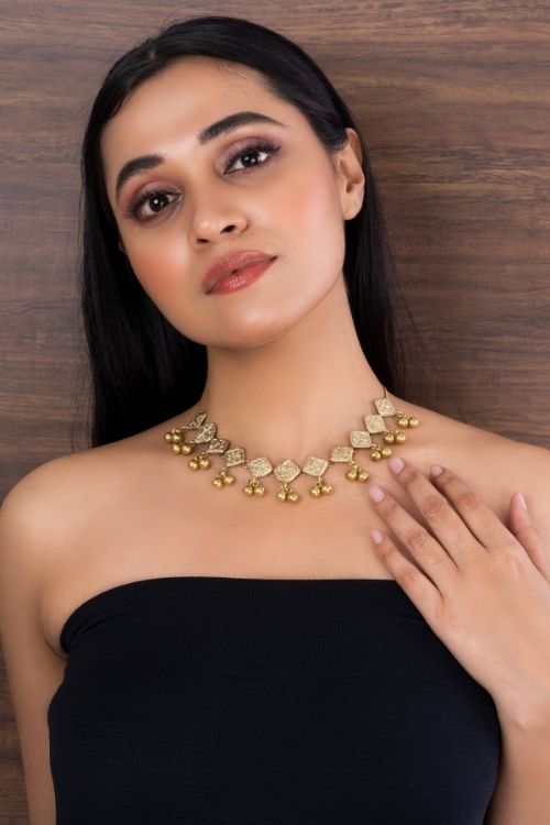 Miharu Square Dokra Sequence Versatile Choker