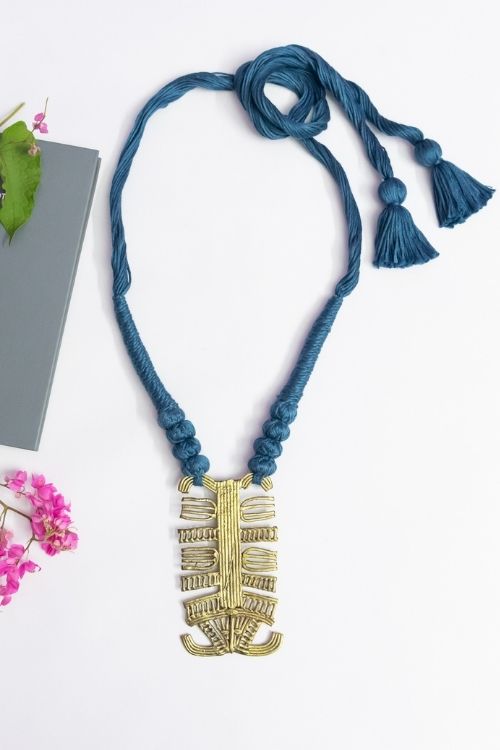 Brass Thread Matinee Necklace D11b