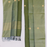 Olive Green Pure Silk  Hand Loom Dupatta MIH28