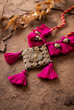 Pink Brass Thread Matinee Necklace D43d